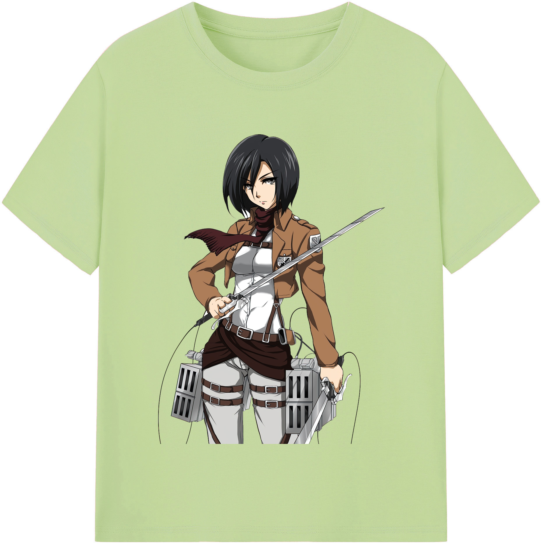 （画像用） 進撃の巨人 ミカサ·アッカーマン Attack on Titan Mikasa Ackerman 綿100％半袖Tシャツ（フロントプリント）